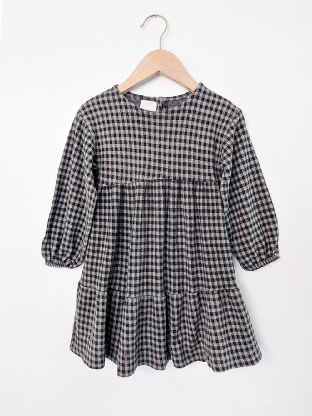 Zara Girls Gingham Long Sleeve Dress